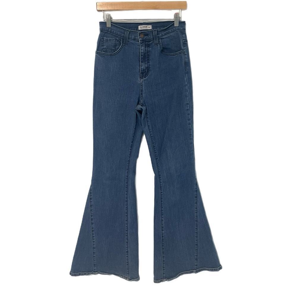 O2 Denim Made In Hollwood USA Bell Bottoms Size 29x34 Flare High Rise